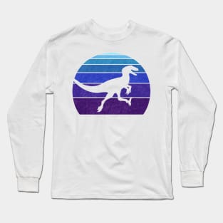 Utahraptor or Velociraptor Retro Synthwave Dino Long Sleeve T-Shirt